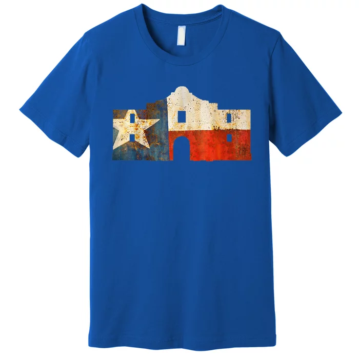 Texas Alamo Wrapped In A Rustic Texas Flag Premium T-Shirt