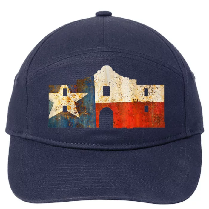 Texas Alamo Wrapped In A Rustic Texas Flag 7-Panel Snapback Hat