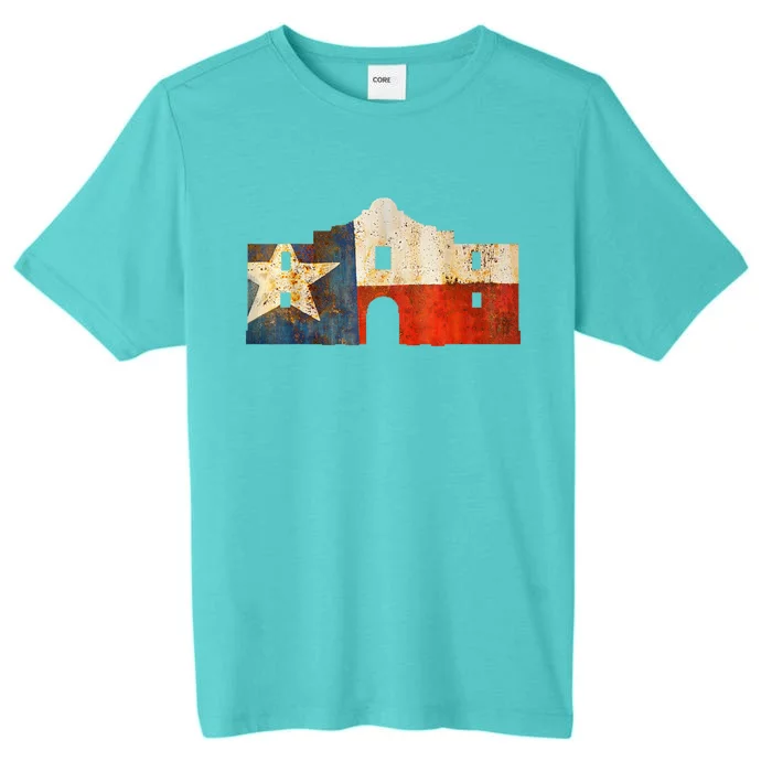 Texas Alamo Wrapped In A Rustic Texas Flag ChromaSoft Performance T-Shirt