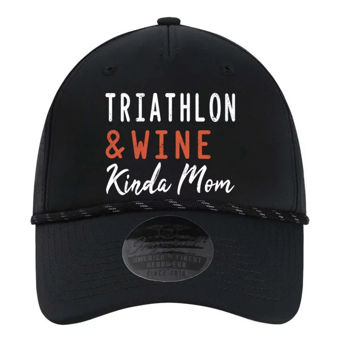 Triathlon And Wine Kinda Mom Biking Running Gym Coach Gift Performance The Dyno Cap