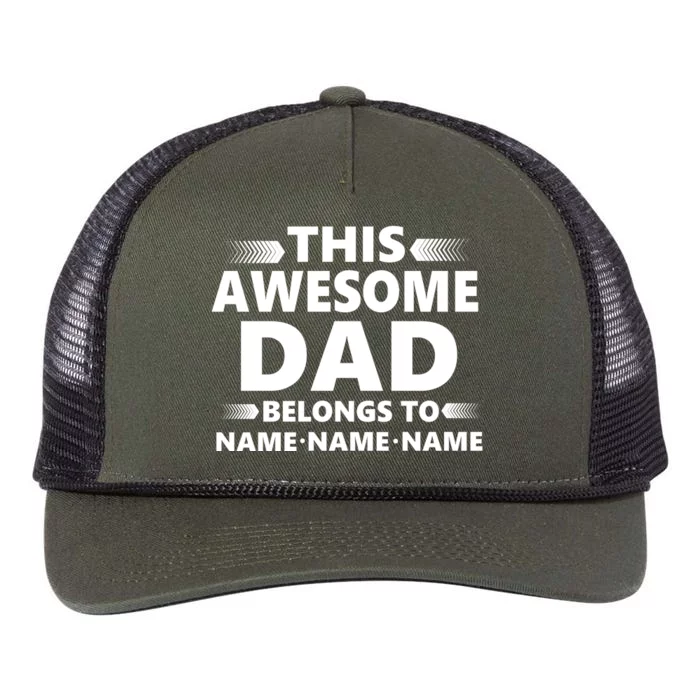 This Awesome Dad Belongs To Personalized Design Retro Rope Trucker Hat Cap