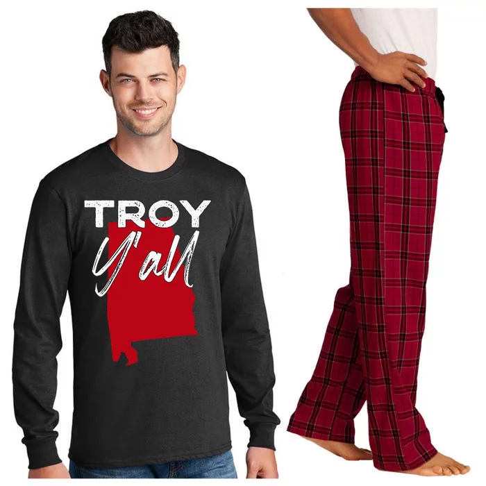 Troy Alabama YAll Al Pride State Map Cute Long Sleeve Pajama Set