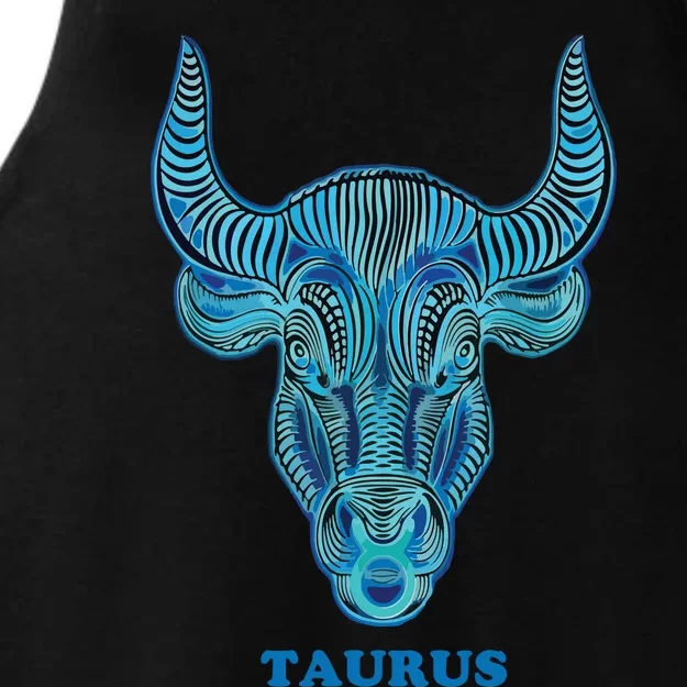 TaurusPersonality Astrology Zodiac Sign Horoscope Design Ladies Tri-Blend Wicking Tank