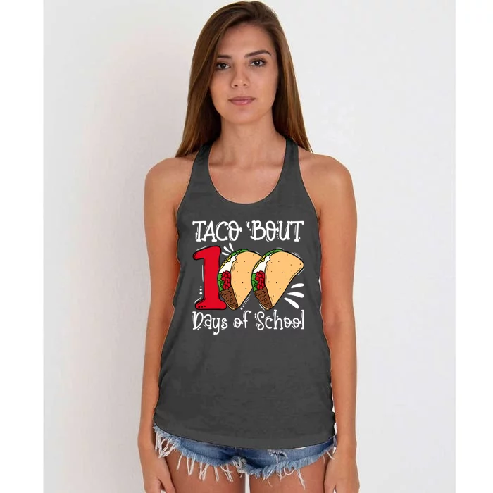 Taco Bout 100 Days of School Funny Tacos Teacher Student Women's Knotted Racerback Tank