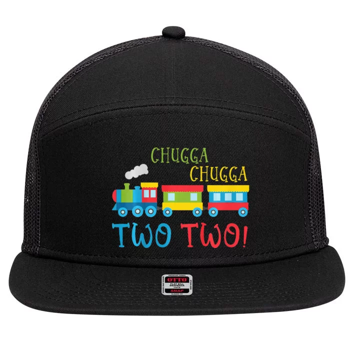 Train Birthday 2nd Choo Choo I'm Two 2 Year Old 7 Panel Mesh Trucker Snapback Hat