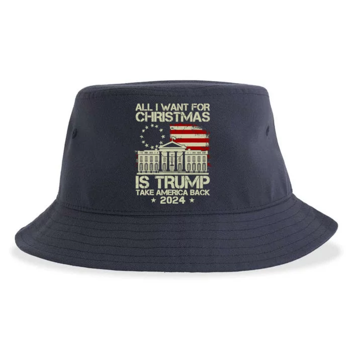 Trump Back 2024 All I Want For Christmas Is A New President Sustainable Bucket Hat