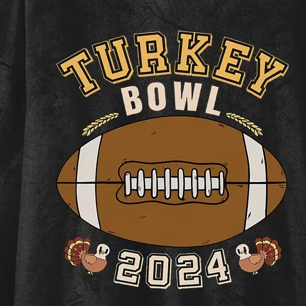 Turkey Bowl 2024 Thanksgiving Football Player Hooded Wearable Blanket