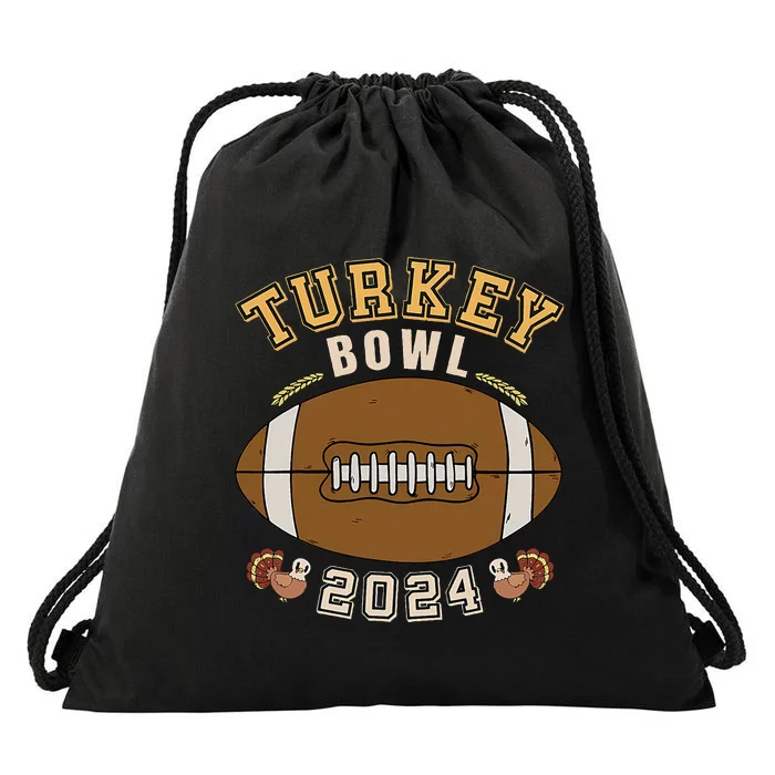 Turkey Bowl 2024 Thanksgiving Football Player Drawstring Bag