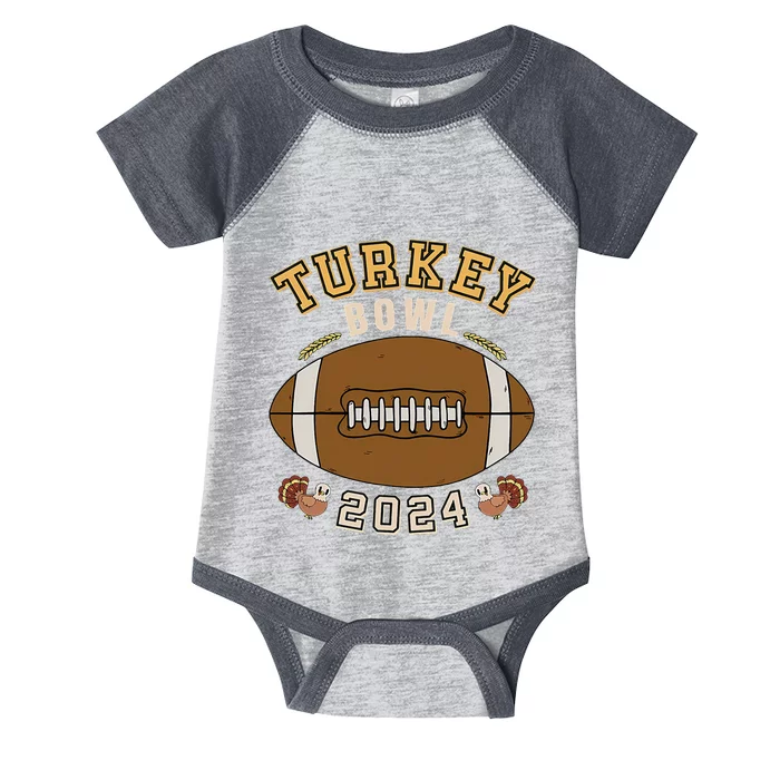 Turkey Bowl 2024 Thanksgiving Football Player Infant Baby Jersey Bodysuit