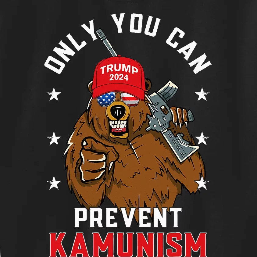 Trump Bearmaga 2024 Only You Can Prevent Kamunism Kids Sweatshirt