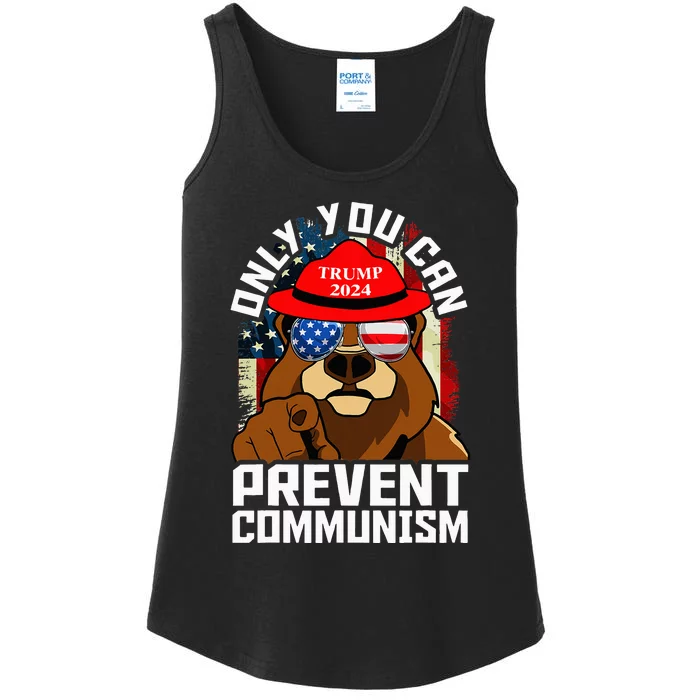 Trump Bear 45 47 Maga 2024 Only You Can Prevent Socialism Ladies Essential Tank