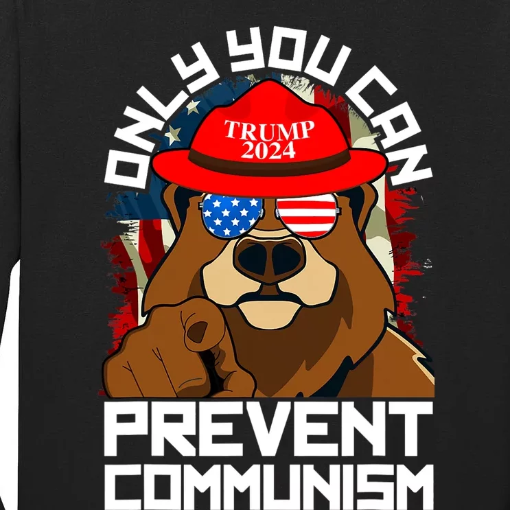 Trump Bear 45 47 MAGA 2024 Only You Can Prevent Communism Tall Long Sleeve T-Shirt