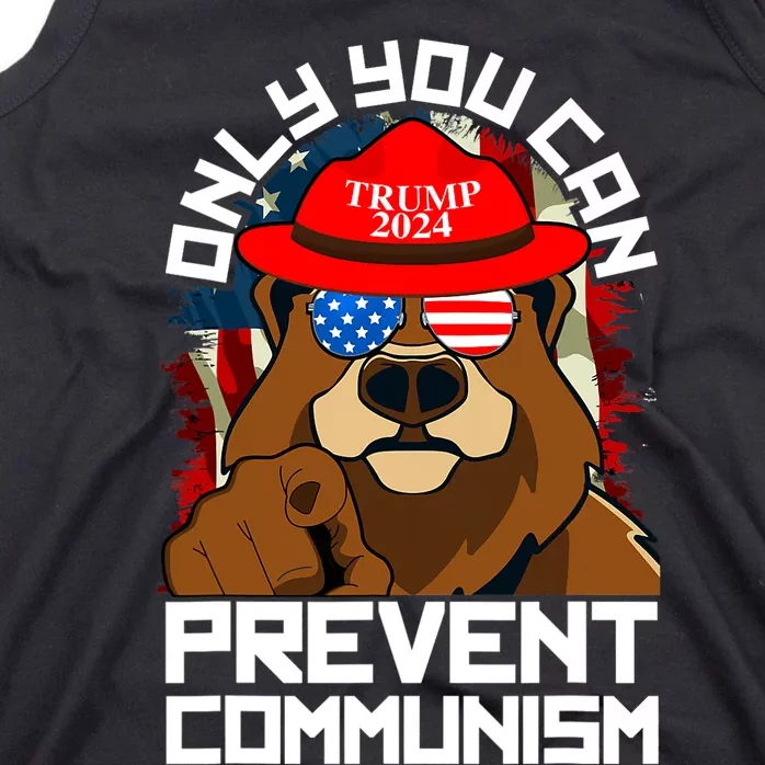 Trump Bear 45 47 MAGA 2024 Only You Can Prevent Communism Tank Top