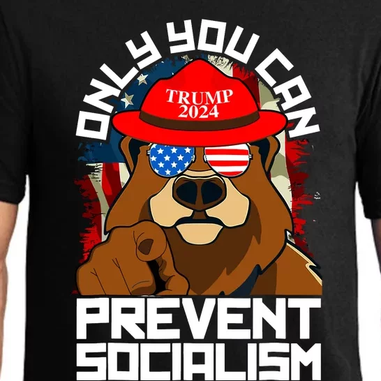 Trump Bear 45 47 MAGA 2024 Only You Can Prevent Socialism Pajama Set