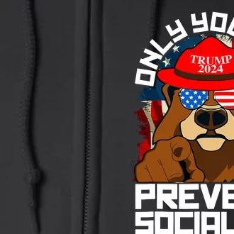 Trump Bear 45 47 MAGA 2024 Only You Can Prevent Socialism Full Zip Hoodie