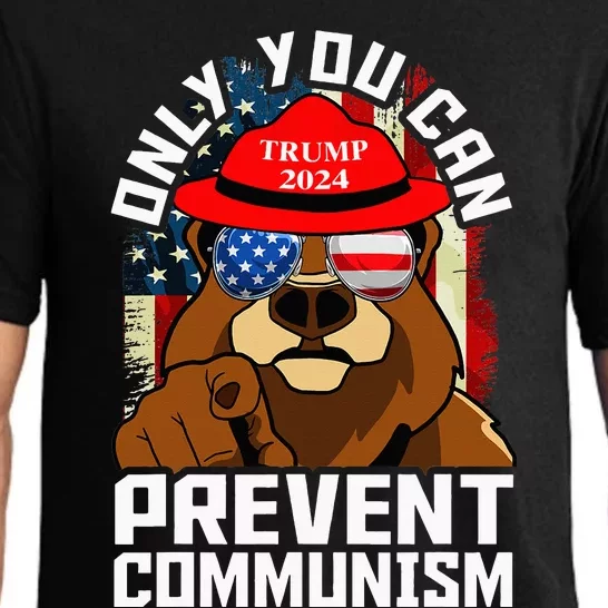 Trump Bear 45 47 MAGA 2024 Only You Can Prevent Socialism Pajama Set