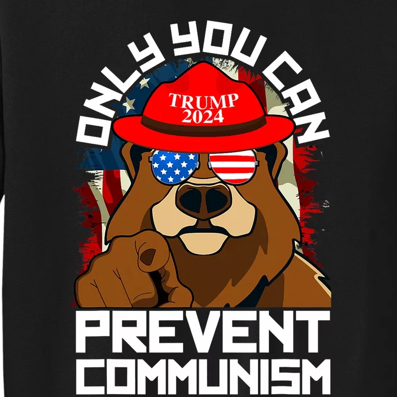 Trump Bear 45 47 Maga 2024 Only You Can Prevent Communism Tall Sweatshirt