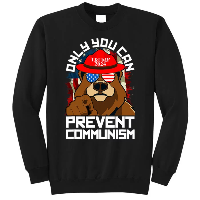 Trump Bear 45 47 Maga 2024 Only You Can Prevent Communism Tall Sweatshirt