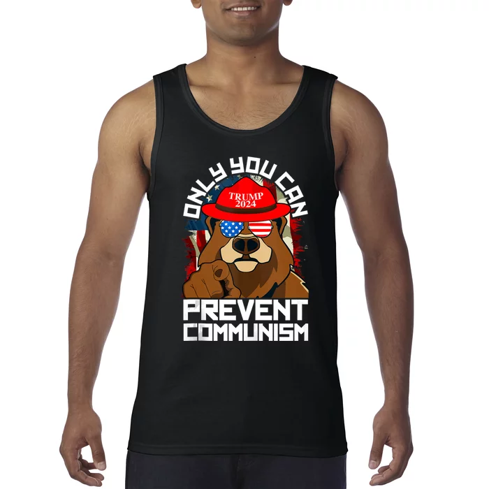 Trump Bear 45 47 Maga 2024 Only You Can Prevent Communism Tank Top