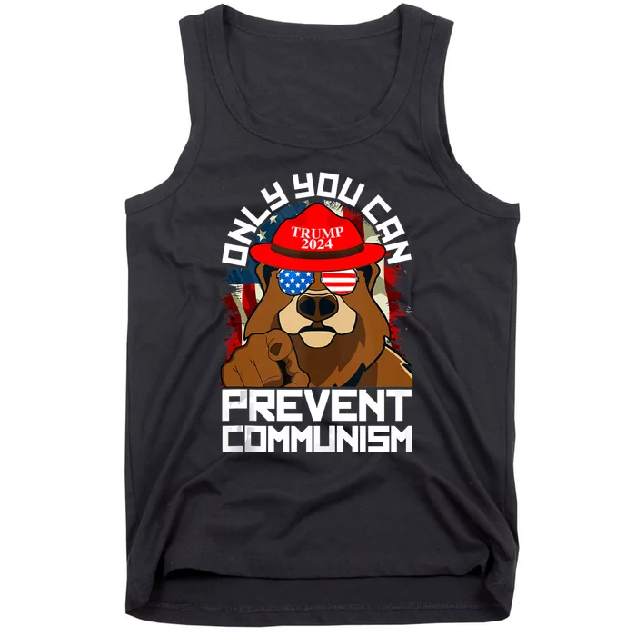 Trump Bear 45 47 Maga 2024 Only You Can Prevent Communism Tank Top