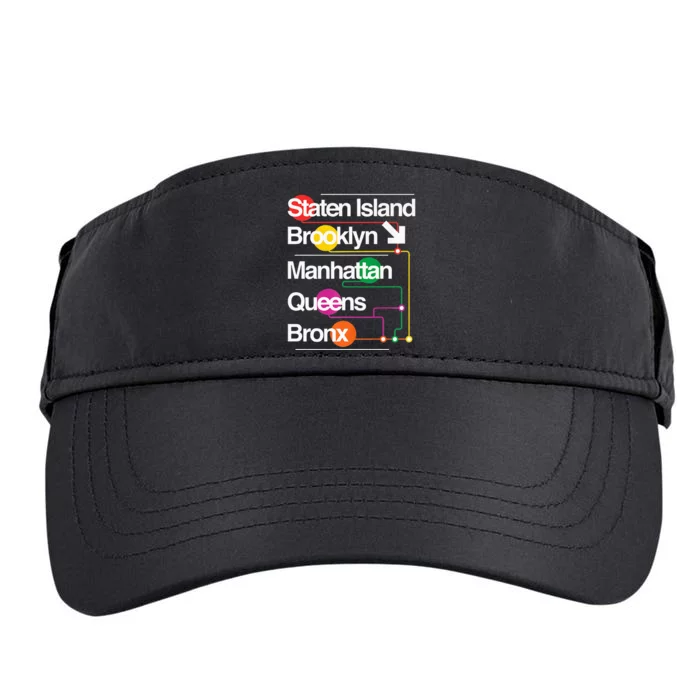 The Big Apple New York City Five Boroughs Nyc S.U.B.W.A.Y Map Adult Drive Performance Visor