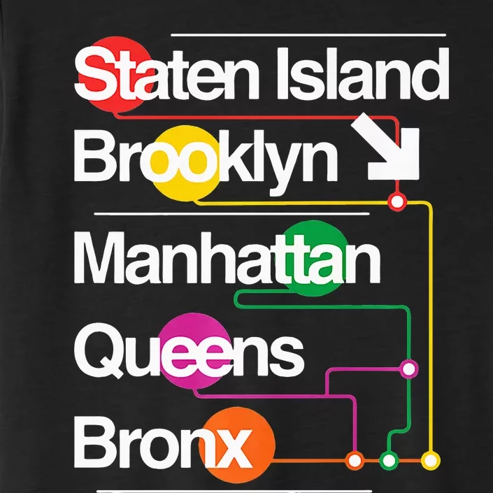 The Big Apple New York City Five Boroughs Nyc S.U.B.W.A.Y Map ChromaSoft Performance T-Shirt