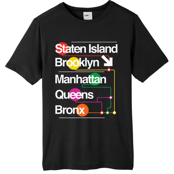 The Big Apple New York City Five Boroughs Nyc S.U.B.W.A.Y Map ChromaSoft Performance T-Shirt