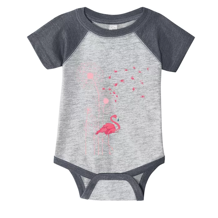 Tropical Bird Animal Pink Flamingo Exotic Dandelion Flamingo Infant Baby Jersey Bodysuit