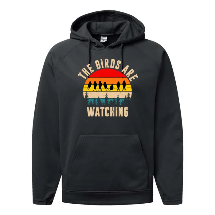 The Birds Are Watching Vintage Sunset Performance Fleece Hoodie