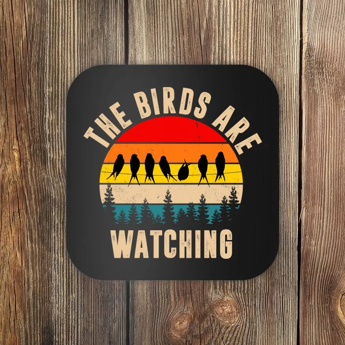 The Birds Are Watching Vintage Sunset Coaster