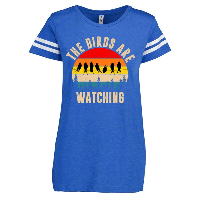 The Birds Are Watching Vintage Sunset Enza Ladies Jersey Football T-Shirt