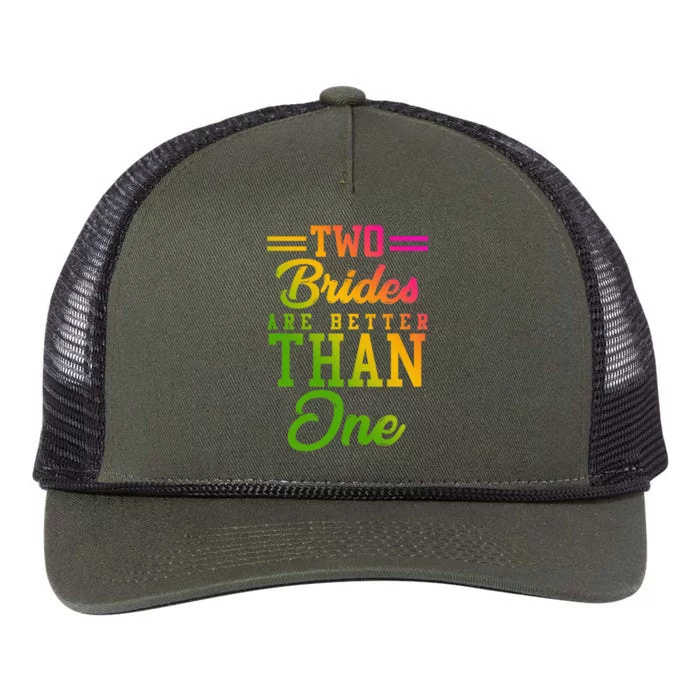 Two Brides Are Better Than One Lesbian Wedding Lgbt Retro Rope Trucker Hat Cap