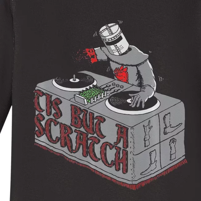 Tis But A Scratch Dj Knight Non Shall Drop The Beat Baby Long Sleeve Bodysuit