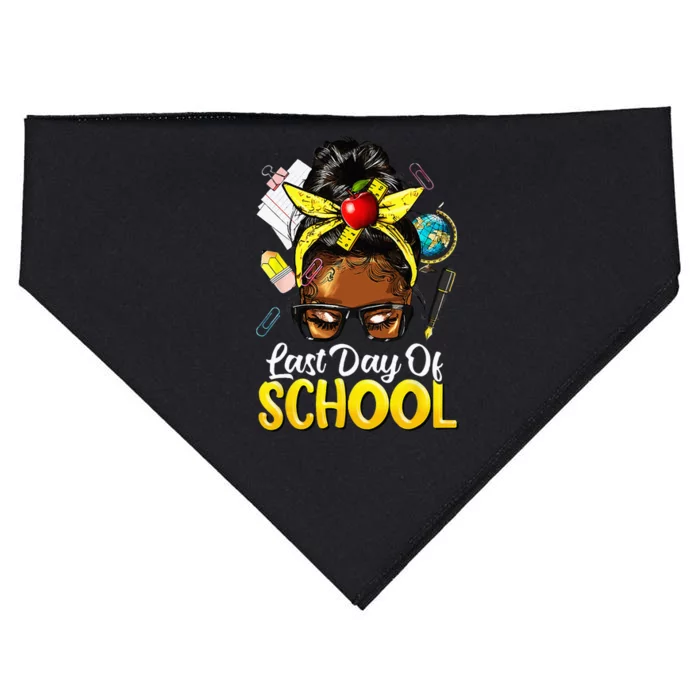 Teacher Black Afro African American Women Last Day Of School USA-Made Doggie Bandana