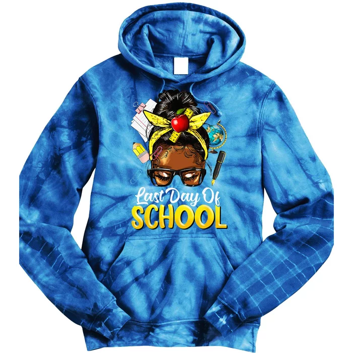 Teacher Black Afro African American Women Last Day Of School Tie Dye Hoodie