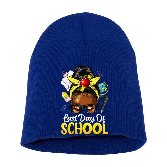 Teacher Black Afro African American Women Last Day Of School Short Acrylic Beanie