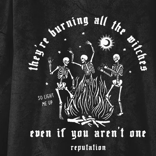 Theyre Burning All The Witches Halloween Skeleton Dancing Hooded Wearable Blanket