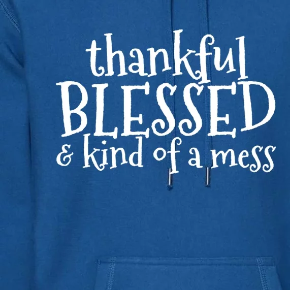 Thankful Blessed And Kind Of A Mess Thanksgiving Day Meaningful Gift Premium Hoodie