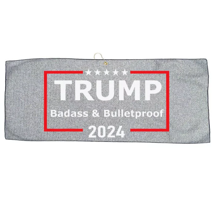 Trump Badass And Bulletproof 2024 Large Microfiber Waffle Golf Towel