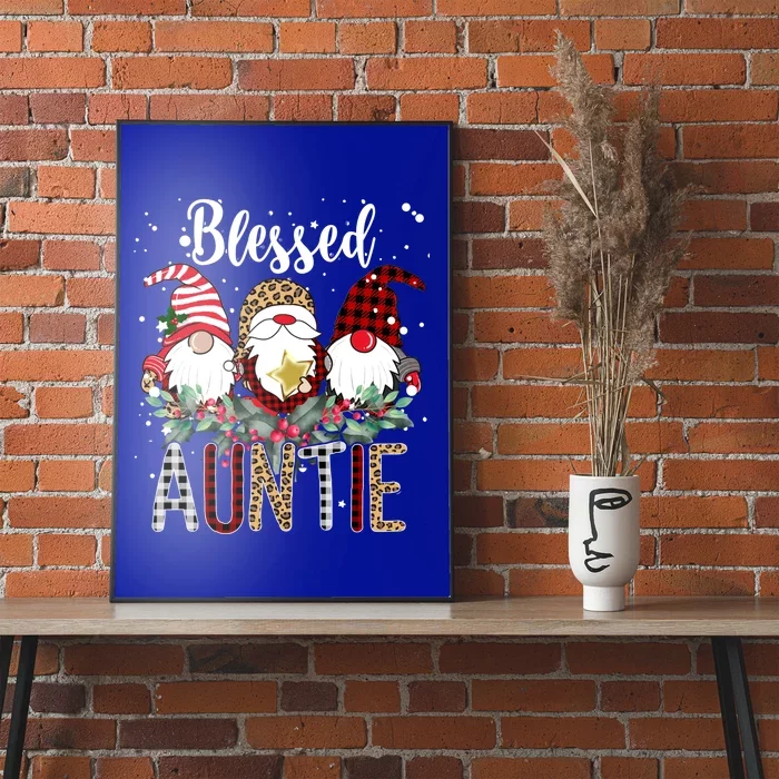 Tu Blessed Auntie Christmas Leopard Buffalo Plaid Gnome Gift Poster