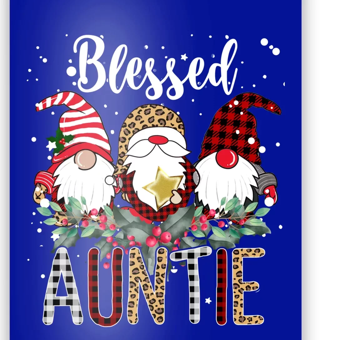 Tu Blessed Auntie Christmas Leopard Buffalo Plaid Gnome Gift Poster