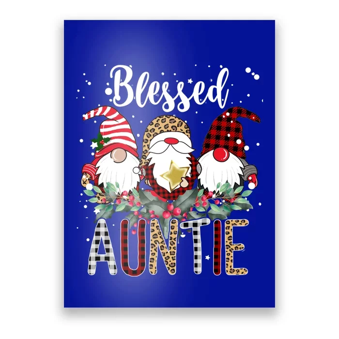 Tu Blessed Auntie Christmas Leopard Buffalo Plaid Gnome Gift Poster