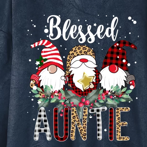 Tu Blessed Auntie Christmas Leopard Buffalo Plaid Gnome Gift Hooded Wearable Blanket