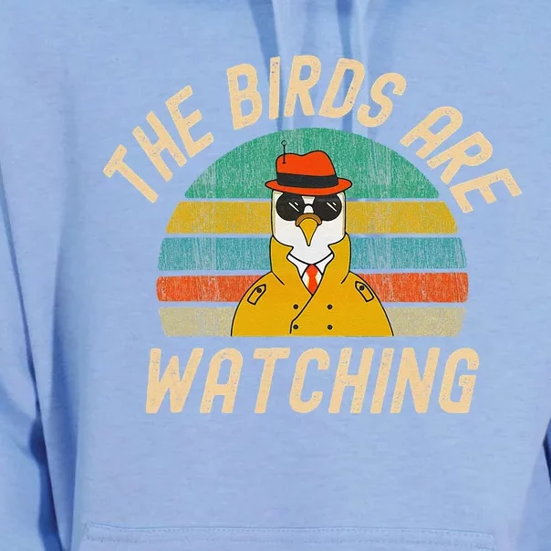 The Birds Are Watching Wake Up America Birds Arent Real Unisex Surf Hoodie