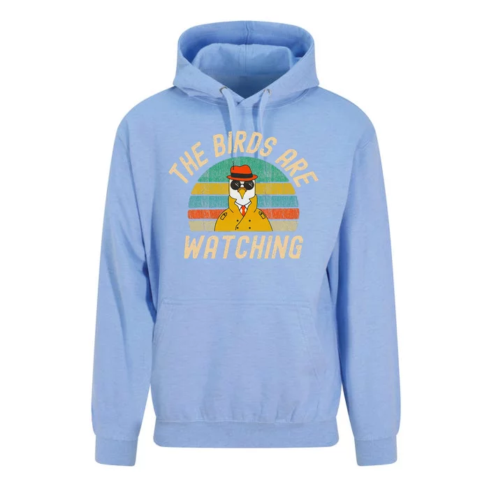 The Birds Are Watching Wake Up America Birds Arent Real Unisex Surf Hoodie