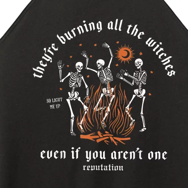 TheyRe Burning All The Witches Halloween Skeleton Dancing Women’s Perfect Tri Rocker Tank