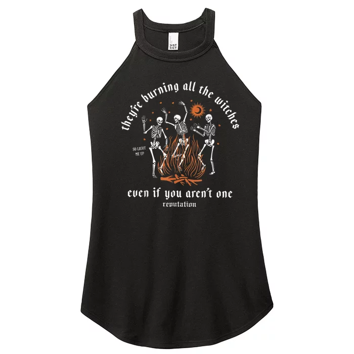 TheyRe Burning All The Witches Halloween Skeleton Dancing Women’s Perfect Tri Rocker Tank