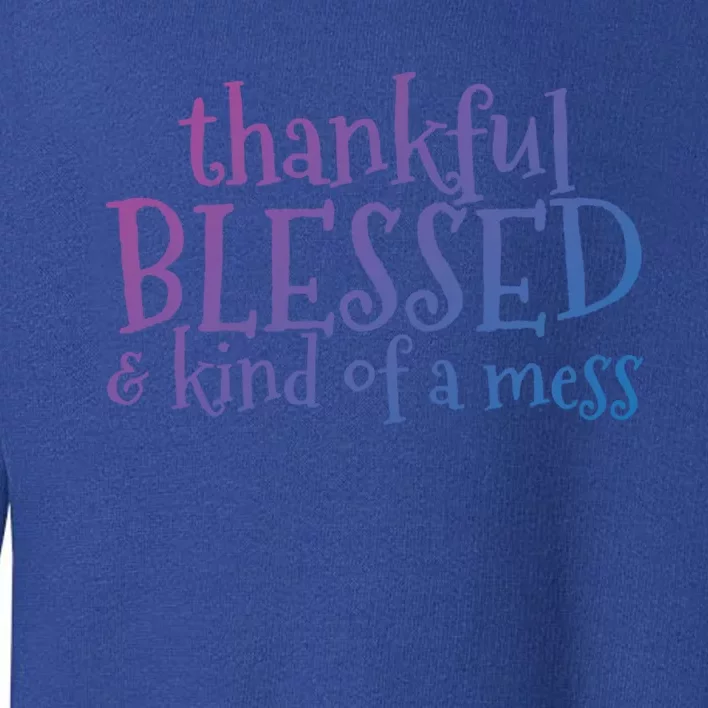 Thankful Blessed And Kind Of A Mess Thanksgiving Day Meaningful Gift Toddler Sweatshirt