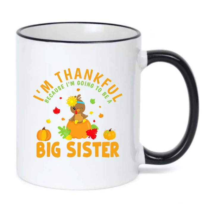 Thanksgiving Baby Announcement Big Sister Turkey Black Color Changing Mug