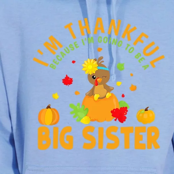 Thanksgiving Baby Announcement Big Sister Turkey Unisex Surf Hoodie